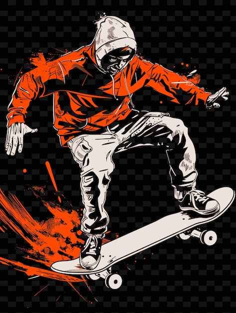 PSD een man op een skateboard met een rood shirt aan