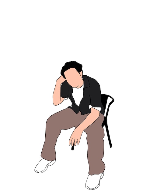 een man zit op een stoel illustratie