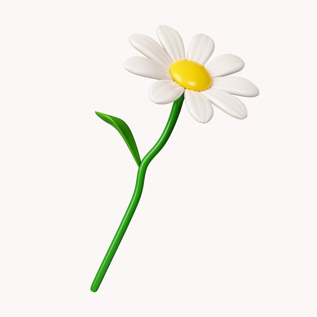 Een margriet met een geel hart en een groene stengel.