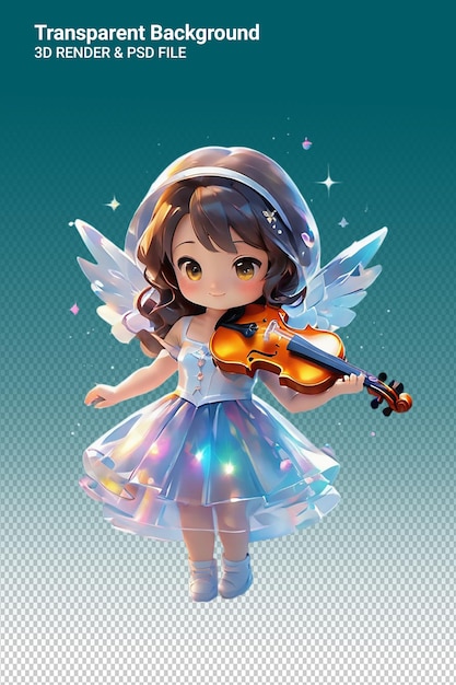 PSD een meisje met een viool en een viool
