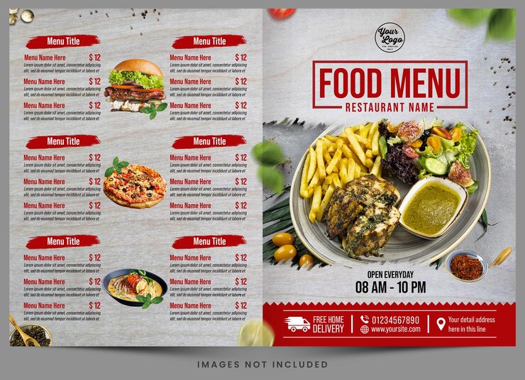 PSD een menu voor een restaurant genaamd food menu