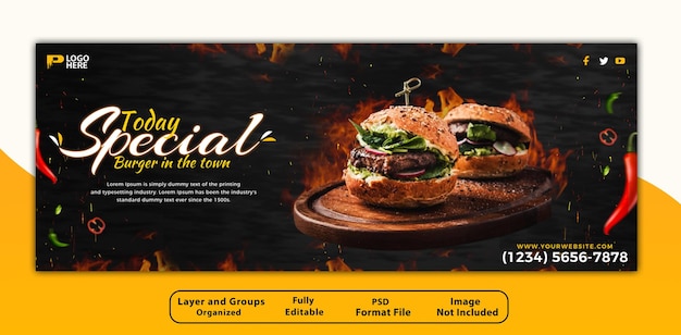 PSD een menu voor een spandoeksjabloon voor een hamburgerrestaurant