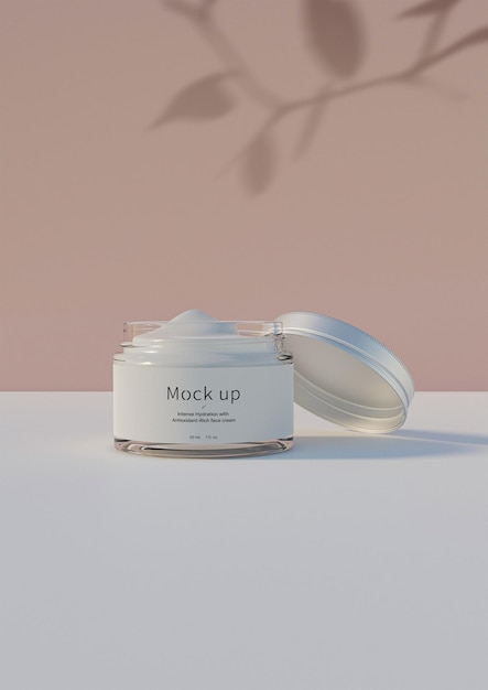 Een mockup van een cosmetisch PSD-bestand Lotion en moisturizer product mockup afbeelding gezichtscrème product