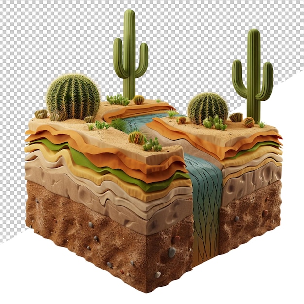 PSD een model van een cactus met een zwembad van water en een caktus