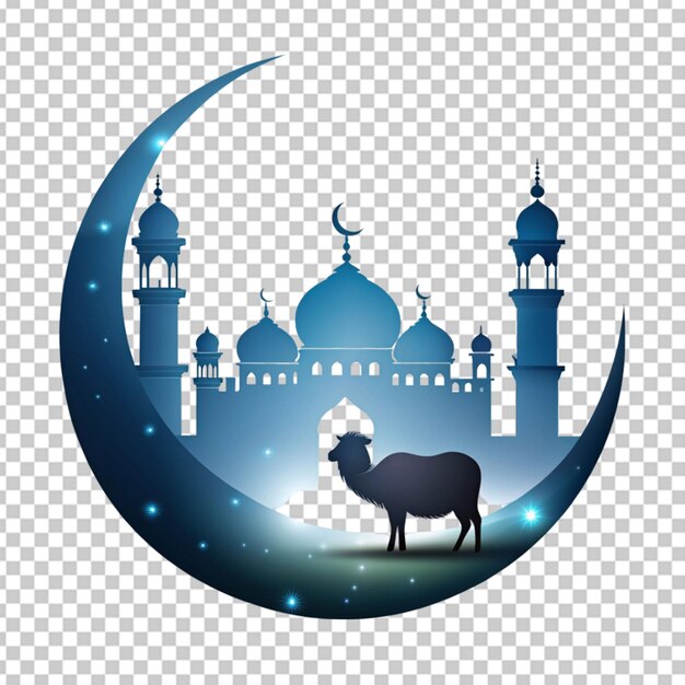 Een mooie silhouet van een moskee met een halve maan