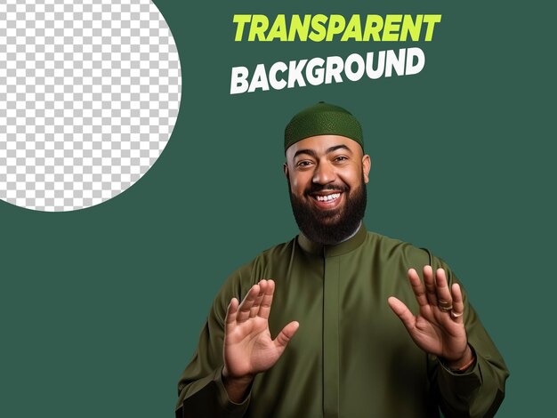 PSD een moslimman groet op een transparante achtergrond