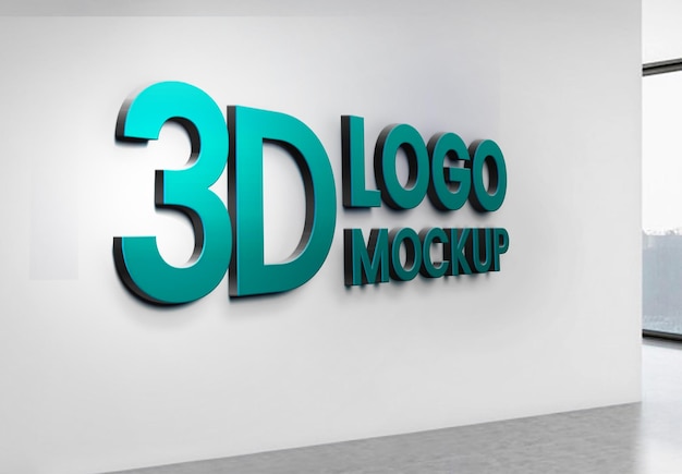 PSD een muur met een groot logo voor een 3d-make-up