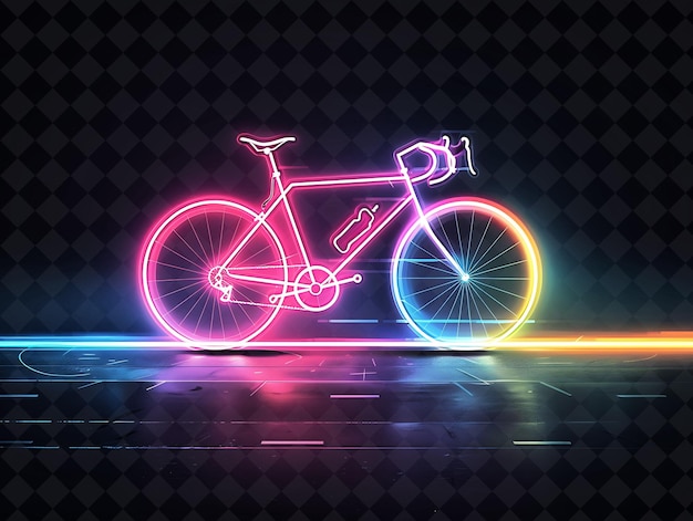 PSD een neon fiets met neon lichten en een fiets met een neon bord dat zegt fiets op het