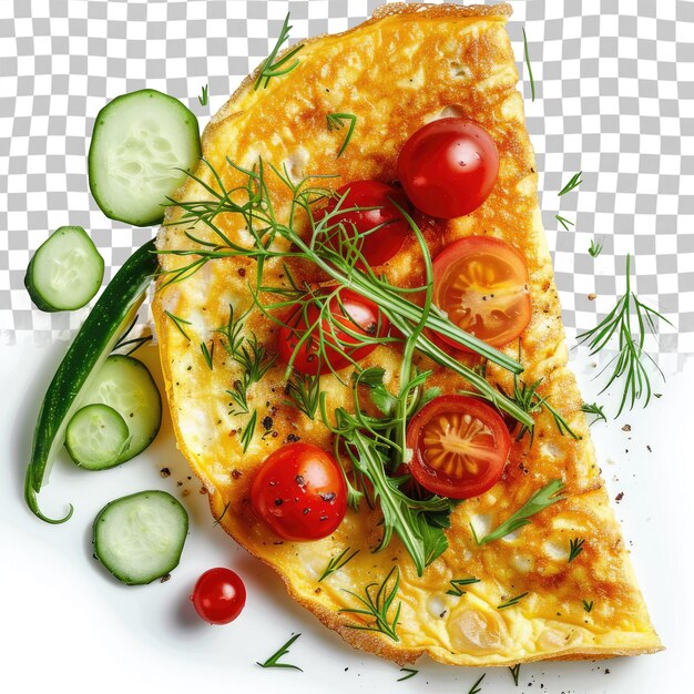 PSD een omelet met tomaten, komkommers en komkommers