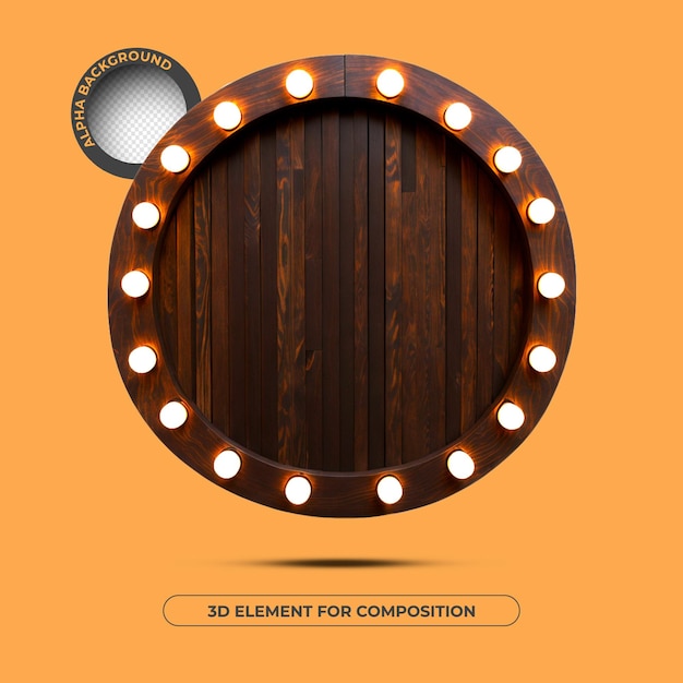PSD een oranje achtergrond met lampjes erop die 3d-element voor compositie zegt.