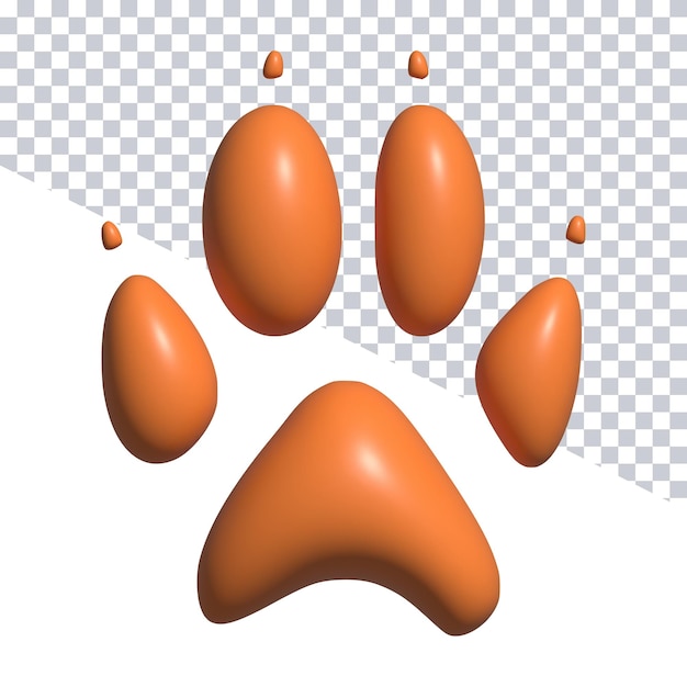 PSD een oranje pootafdruk van een hond met een witte achtergrond.