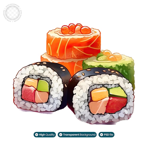 PSD een overheerlijk sushi voedsel illustratie