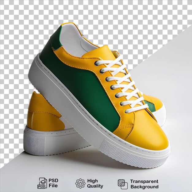 PSD een paar gele en groene sneakers met gele veters