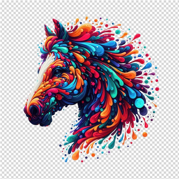 een paard met kleurrijke vlekken op zijn hoofd