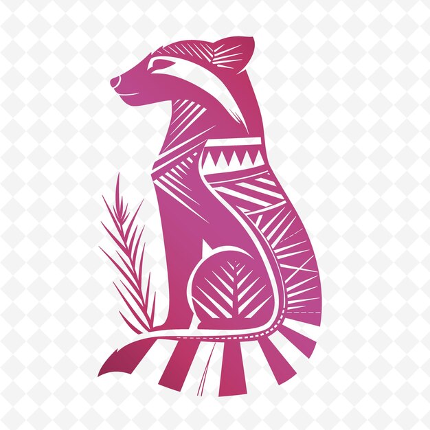 PSD een paars en roze logo van een hyena