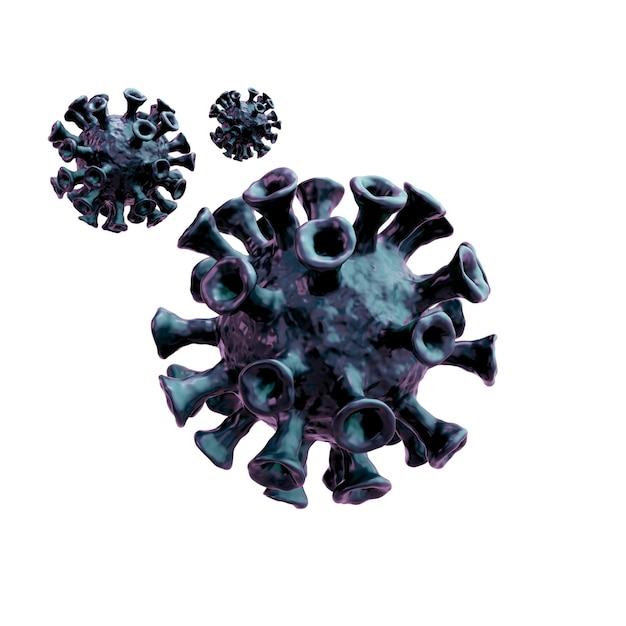 Een paars model van een coronavirus