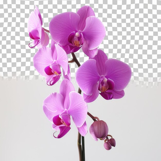 PSD een paarse orchidee met de woorden paars aan de onderkant