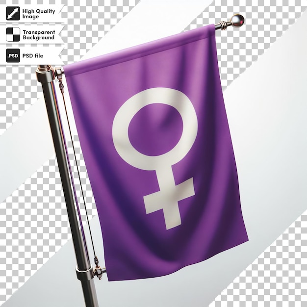 PSD een paarse vlag met het woord e erop