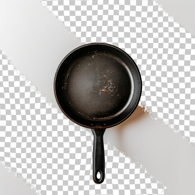 PSD een pan met een zwarte handvat en een witte achtergrond met een druppel water erop