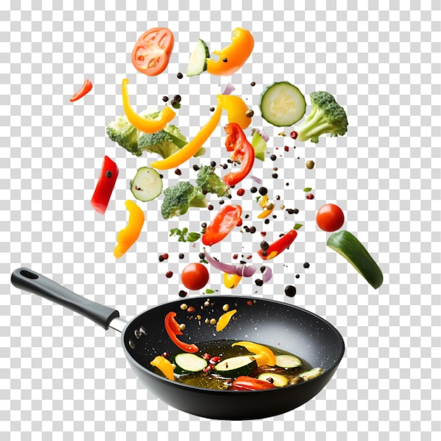 een pan met groenten en een pan met een pan groente en een braaipan met een spatula