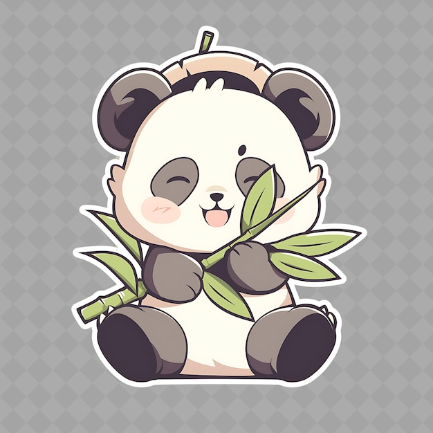PSD een panda met een plant in zijn mond zit op een grungy achtergrond