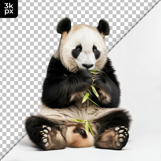 PSD een panda met een stuk bamboe in zijn mond