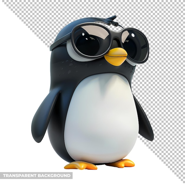 een pinguïn met een bril waarop pinguïn staat