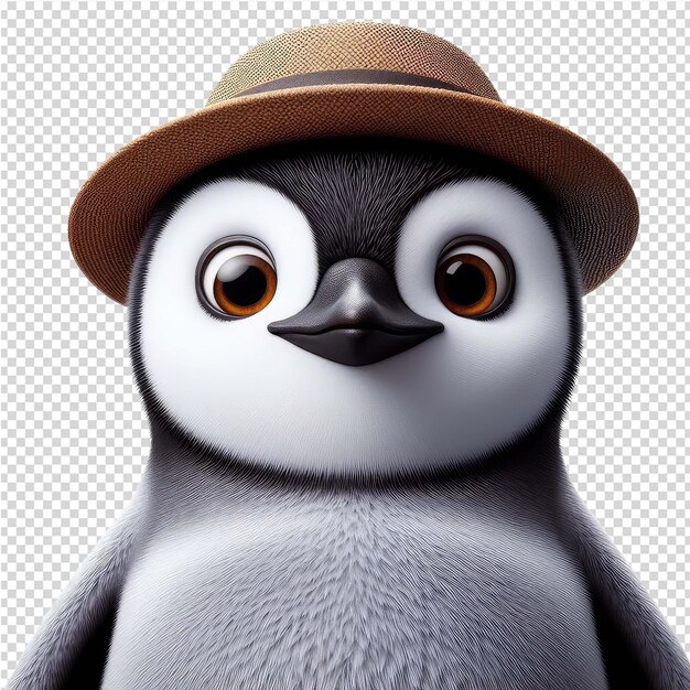 PSD een pinguïn met een hoed op zijn hoofd en een bruine hoed