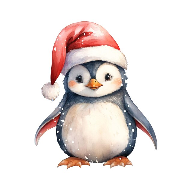 PSD een pinguïn met een kerstmanhoed