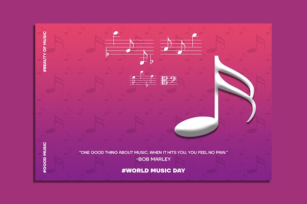 Een poster met de tekst "wereldmuziekdag".