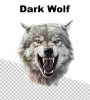 PSD een poster met een agressieve donkere wolf en de woorden donkere wolf bovenaan