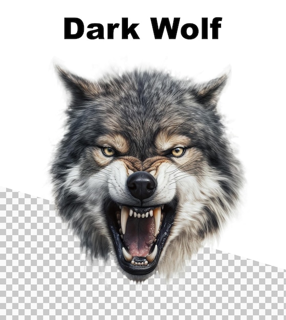 PSD een poster met een agressieve donkere wolf en de woorden donkere wolf bovenaan