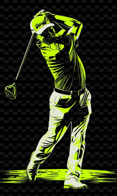 PSD een poster van een golfer met een groene achtergrond