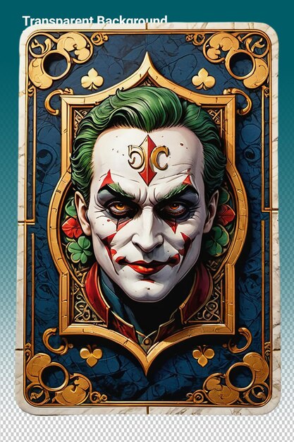 Een poster van een joker met een gezicht erop