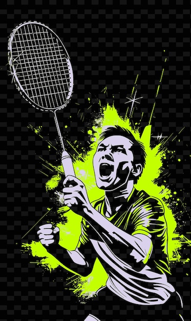 PSD een poster van een man met een tennisracket in zijn hand