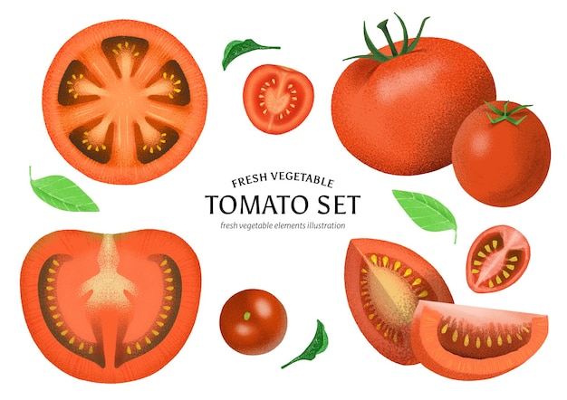 een poster van een tomatenset met een foto van tomaten