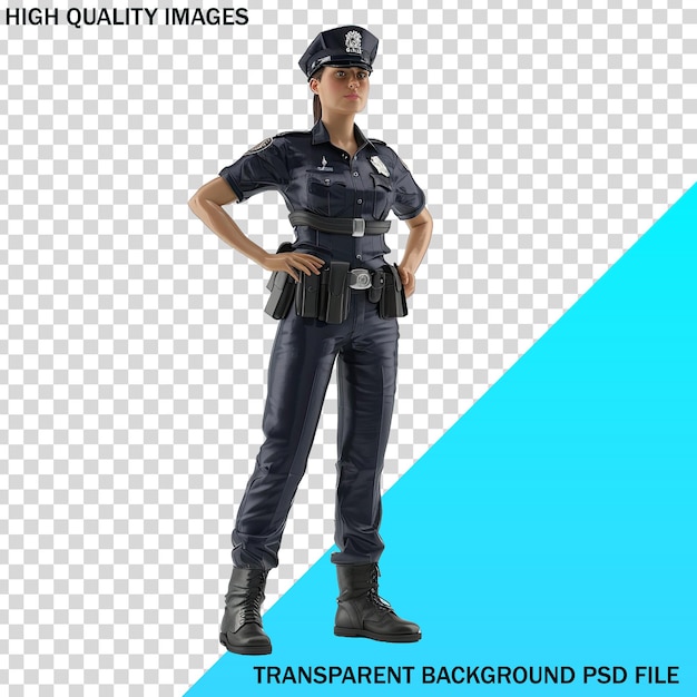 PSD een poster van een vrouwelijke politieagent met een blauwe achtergrond
