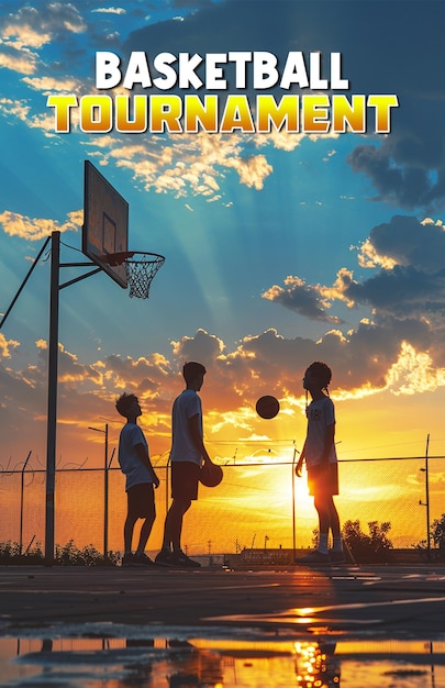 PSD een poster voor basketbal