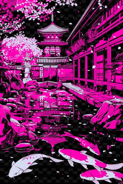 PSD een poster voor een japans restaurant genaamd het pink palace.