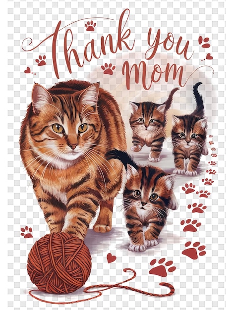 PSD een poster voor een kattenfamilie met een foto van een kat en haar moeder