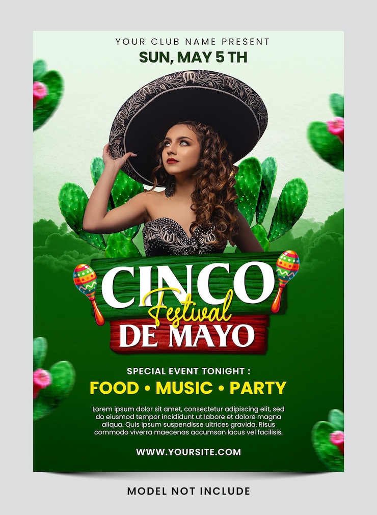 PSD een poster voor een mexicaans feest genaamd cino de mayo festival