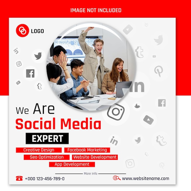 PSD een poster voor een social media evenement genaamd social media expert