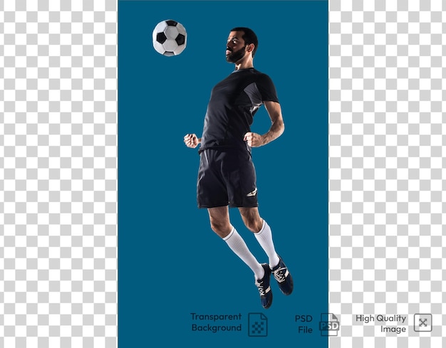 Een poster voor een voetballer met een zwart shirt en de woorden op een doorzichtige achtergrond