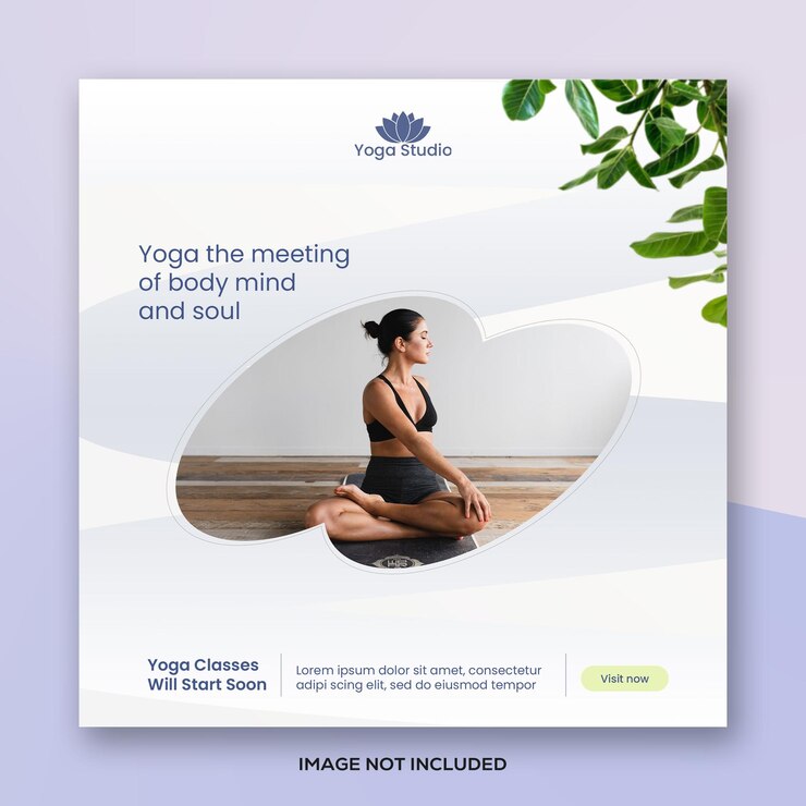 een poster voor een yoga les met een vrouw in een yoga houding