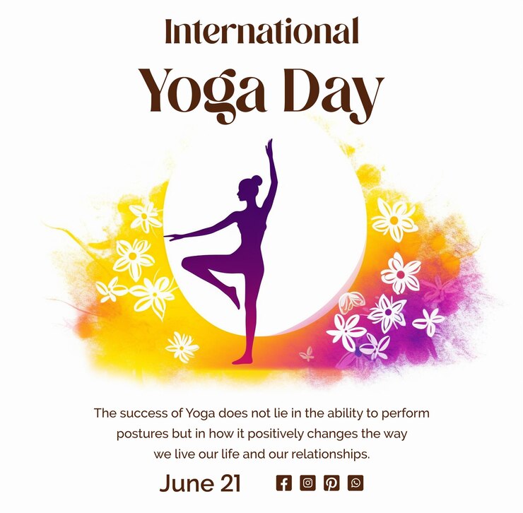 een poster voor een yogadag met de tekst "internationale yoga"