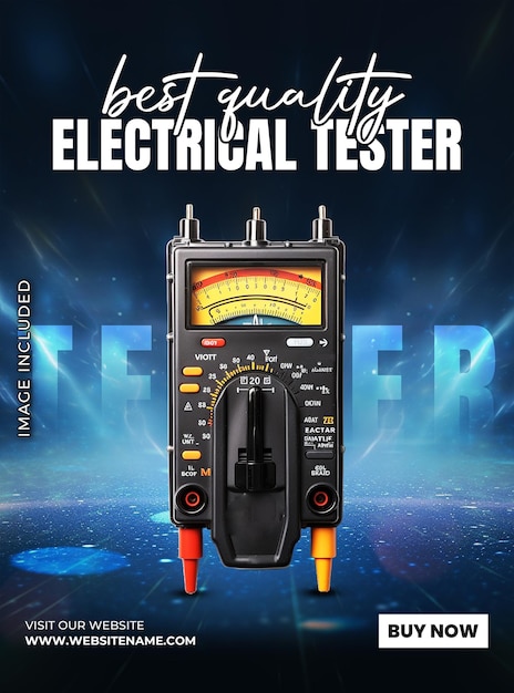 PSD een poster voor elektrische tester advertenties promotie sjabloon.