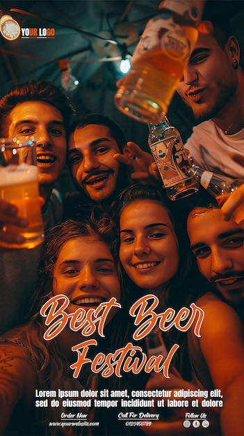 PSD een poster voor het beste bier met vrienden en vrienden