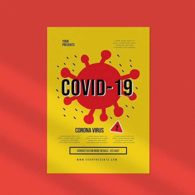 PSD een poster voor het coronavirus waarop het coronavirus staat.