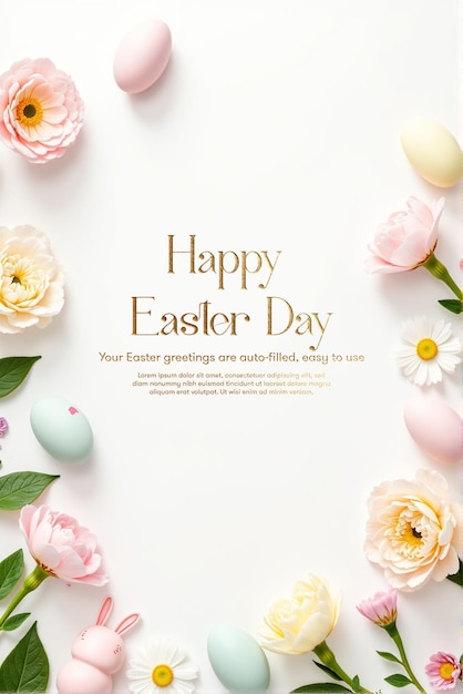 een poster voor paasdag met bloemen en een citaat van paasfees