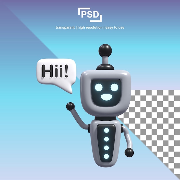 PSD een poster voor psdd met een robot die met iemand praat.